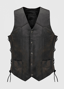 Chaleco de Cuero Marrón con Cuello en V, Prenda Exterior Informal y Transpirable para Invierno, Servicio OEM Disponible, Chaleco de Cuero de Moda con OEM - Product Image 3