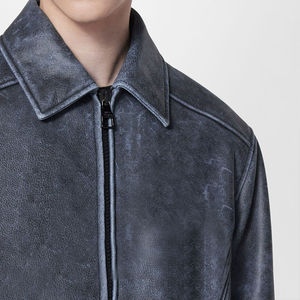 Blouson universitaire à manches en cuir véritable personnalisé 100% pour hommes écusson de broderie en chenille logo Streetwear bombardier style letterman - Product Image 4