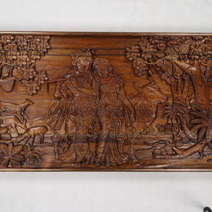 Bằng gỗ radha và krishna tường treo trang trí nội thất nhập khẩu Gỗ Tếch dầu kết thúc Brass Inlay 3D khắc khung - Product Image 1