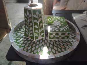 ชุดเครื่องเขียนธูปออกแบบสีน้ำเงินซึ่งในที่นี้มีกล่องธูปหอมและถาดที่ทำจากเรซินและไม้ถูพื้น - Product Image 6