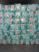 Couches jetables PERLA pour bébé, pack jumbo maxi (n°4) - 56 pièces, 27-35 lbs, en tissu non tissé, protection anti-fuites, surface sèche, absorption, imprimées