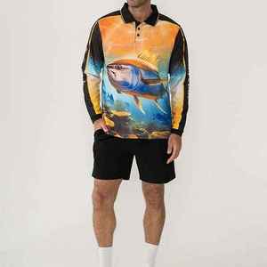 T-shirts de pêche imprimés avec logo personnalisé, protection solaire UPF50, séchage rapide, sublimation, antibactérien, respirant, 100% pêche - Product Image 3