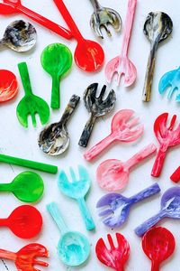 Ensemble de couverts en résine uniques, motif marbré coloré, cuillère, fourchette, ustensiles de service pour la table à manger, équipement de restauration - Product Image 3