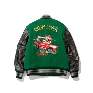 เสื้อแจ็กเก็ตบอมเบอร์สำหรับผู้ชายเสื้อแจ็คเก็ตแขนยาวผ้าคอตตอนปักลายสีงานตามสั่ง - Product Image 3