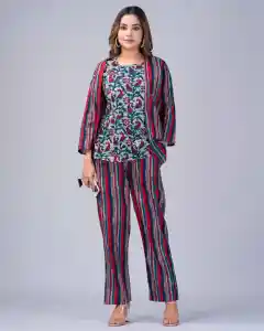 Recién llegado, conjunto de tres piezas con estampado Floral hecho a mano para mujer, conjunto de ropa de verano, conjunto de ropa informal y pantalón