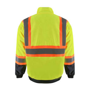 เสื้อแจ็กเก็ตบอมเบอร์แบบ High VIS สำหรับคนงานก่อสร้างเสื้อแจ็กเก็ตเครื่องแบบการก่อสร้างตามสั่งมีคอตั้ง - Product Image 4