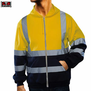 Sudaderas con cremallera reflectante de alta visibilidad personalizadas, forro polar de seguridad de construcción impermeable de talla grande para trabajar con poca luz - Product Image 5