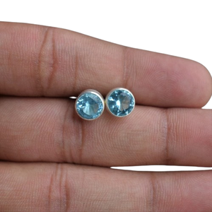 Boucles d'oreilles clous en topaze plaquées or pour femmes, bijoux en argent sterling 925 - Product Image 1