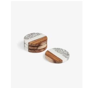 Gran oferta 2024 posavasos de piedra de boda personalizado posavasos de madera de Acacia de mármol para portavasos de bebidas grabado de logotipo personalizado - Product Image 1