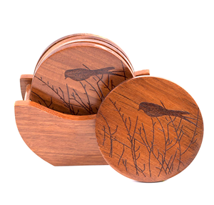 Posavasos de madera personalizados de fábrica, posavasos de madera personalizado y posavasos de diseño de pájaros, nuevo diseño - Product Image 1