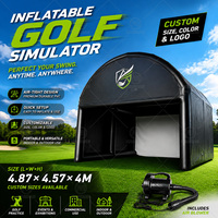Tente de simulation de golf gonflable portable avec écran de projection pour l'entraînement et le divertissement au golf en intérieur et en extérieur