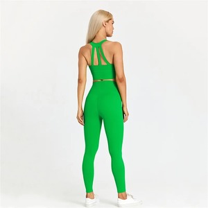 Leggings ligeros de Color sólido para gimnasio, ropa deportiva para Fitness, sujetador cruzado para gimnasio, conjunto de Yoga suave, traje deportivo ajustado, entrenamiento para mujer - Product Image 5