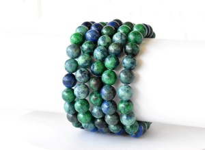 High Quality Azurite Malachite 8mm Round <b>Beaded</b> <b>Bracelet</b> Lovers Pattern Classic Style for Meditation Tibetan Buddhism Occasions - Product Image 6