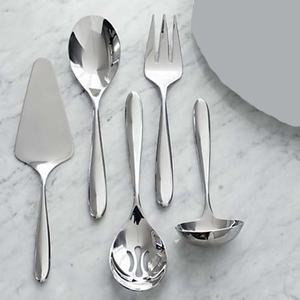 Best Quality Silver Metal <b>Decorative</b> Long Black White Check Design Ceramic Handle Portugal Design Spoon Salad Server Set - Product Image 6