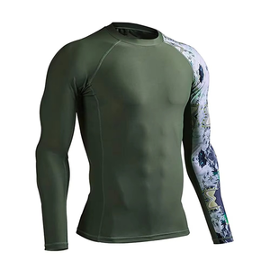 Customizable Men's long Sleeve Compression BJJ Rashguard Logo Gradient Color Breathable Quick Dry MMA Jiu Jitsu Top No-Gi - Product Image 1