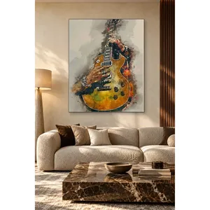 Impression sur toile Fida : Mains en aquarelle tenant une guitare électrique - Product Image 2
