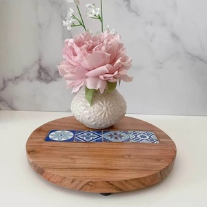 Ensemble d'assiettes modernes élégantes en bois d'acacia naturel Plateaux de service en bois léger Plateaux de service pour snacks et desserts - Product Image 1