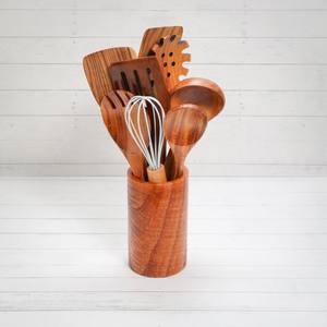 Ensemble d'ustensiles de cuisine en bois d'acacia naturel avec support Cuillères Spatules pour ustensiles de cuisine antiadhésifs - Product Image 3