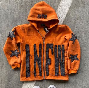 Personnalisé poids lourd lavage à l'acide Vintage sweat-shirt hommes broderie en détresse appliques déchirures coupe coudre soleil fondu à capuche vêtements d'hiver - Product Image 6