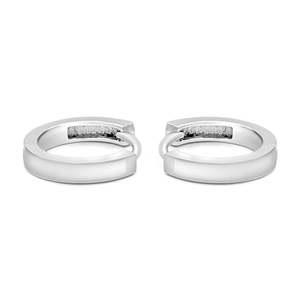 Boucles d'oreilles créoles géométriques plaquées or avec diamants taille princesse et perles, idéales pour un cadeau de mariage et une soirée - Product Image 1