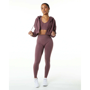 Sudadera con capucha corta con cremallera completa de Capital clásica para mujer 55% algodón 45% Spandex estilo de hombro caído estampado de gran tamaño frente de invierno con capucha - Product Image 2