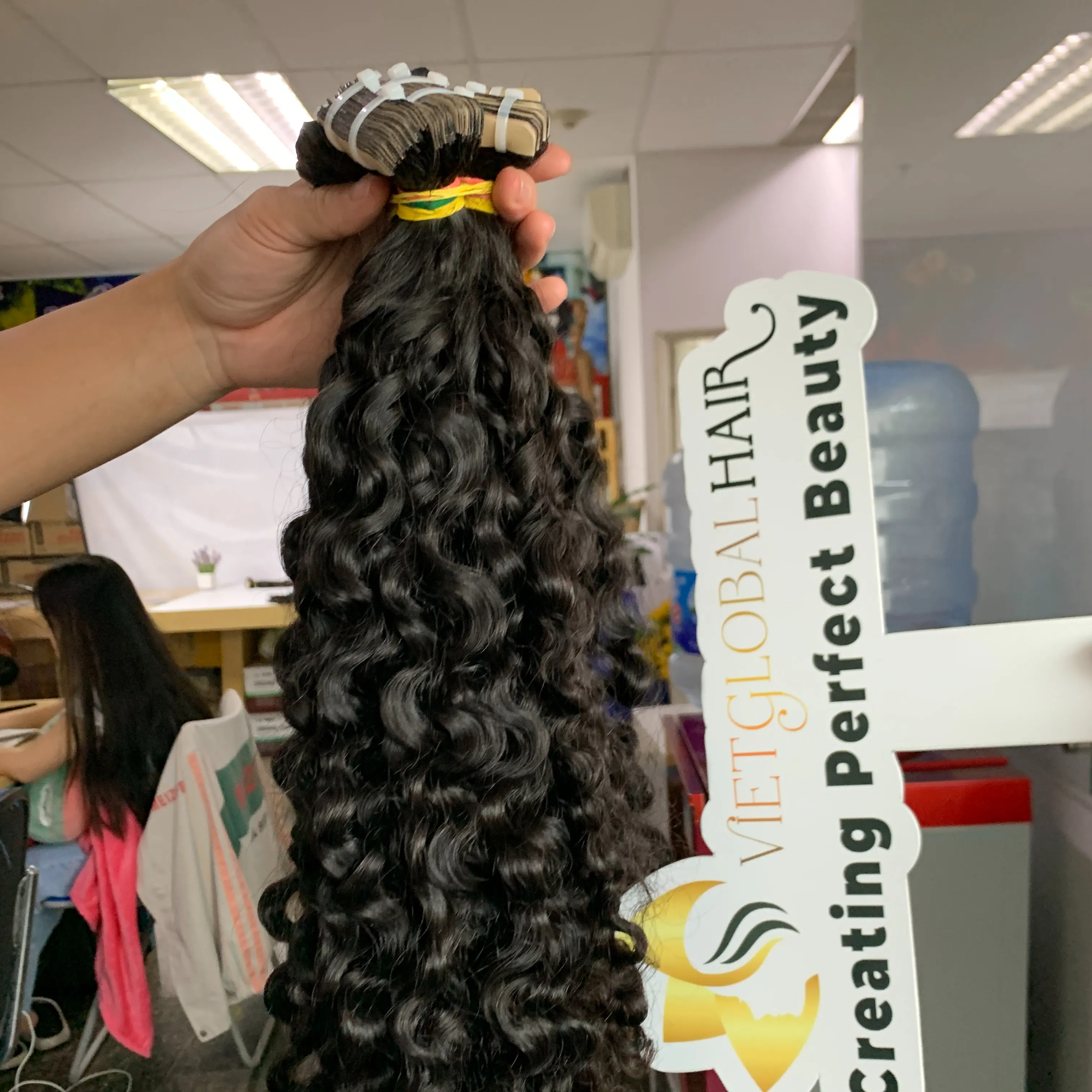 Burmese Curly Tape In Hair The Best Selling Product This Winter Hair Of All Sizes Colors Natural Hair From Vietnamese Girls