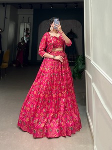 Festival Wear Tussr Silk With Floral Print And <b>Gota</b> Patti Work Lehenga Choli Manufacturer And Supplier From Surat - Product Image 3