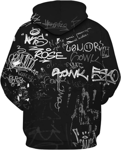 Sweat à capuche unisexe coupe classique, tendance hip-hop, imprimé graffiti uni, hiver, 100% coton molletonné pour homme - Product Image 2
