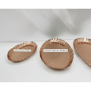 Bandeja de Chocolate de Metal Chapado en Cobre de Diseño Vintage, Plato Redondo Ovalado de Metal con Borde Festoneado Decorativo para Uso en el Hogar y Restaurantes - Product Image 1