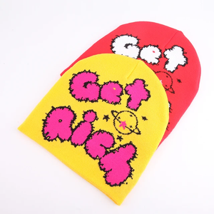 Bonnet personnalisé à imprimé bouffant Chapeaux d'hiver en jacquard acrylique unisexe de haute qualité Chapeaux de sport tricotés Bonnets pour enfants - Product Image 6