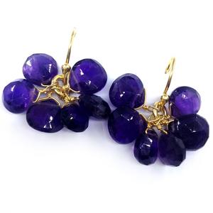 เงินสเตอร์ลิง925อินเทรนด์และบริสุทธิ์ชุบทองอเมทิสต์อัญมณีที่มีค่าคลัสเตอร์หยดต่างหูต่างหูแฟชั่นลดลง - Product Image 3