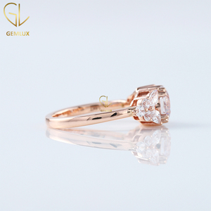 แหวนหมั้นเพชร14k ประดับ1CT ทรงกลมสำหรับผู้หญิงแหวนหมั้นโรสโกลด์สำหรับเจ้าสาวดีไซน์ทันสมัย - Product Image 3
