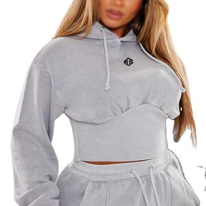 Sweats à capuche oversize pour femmes, 100% coton, tissu tricoté respirant, vêtements de détente streetwear, sweats à capuche avec logo personnalisé pour femmes - Product Image 2