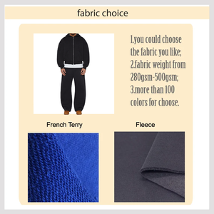 Ensemble de survêtement/sweat-shirt pour homme de haute qualité, en coton 100% lourd, coupe ample personnalisée, avec sweat-shirt à fermeture éclair et pantalon de survêtement ample, idéal pour l'hiver - Product Image 5