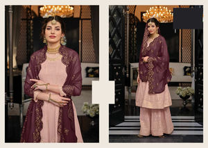 ชุดผ้าจอร์เจียแบบปักลายสำหรับใส่ทำงานชุดสูทสไตล์ปากีสถาน - Product Image 3