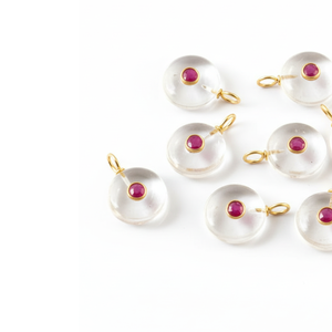 Pendentif en argent sterling 925 avec incrustation de cristal de quartz naturel, forme ronde, breloques tendance, bijoux en pierres précieuses pour femmes - Product Image 2