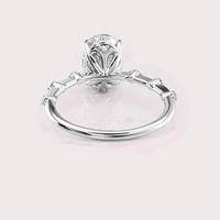 Bague de fiançailles en diamant de laboratoire de taille ovale certifiée IGI avec bande de diamants sertis en clos, en or jaune/blanc et rose 18 carats