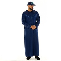 Robe musulmane pour homme Arabie Saoudite Jubbah Thobe Caftan islamique Abaya Robe avec poche Robe longue Robe de prière arabe pour homme Robe longue