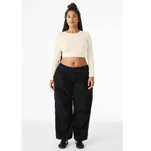 Discount Price Wholesale Bella Canvas Solid Natural Blend Ladies' Micro Ribbed Long Sleeve Baby Breathable Cotton <b>Tee</b> - Product Image 4