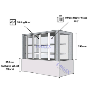 Enfriador de escaparate de pasteles de alta visibilidad de 1,2 m con iluminación LED y vidrio cuadrado para exhibición de postres - Product Image 3