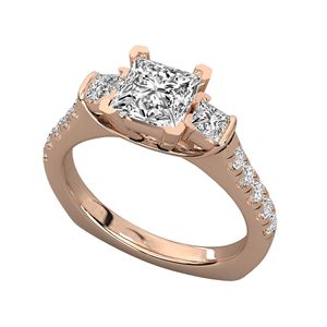 แหวนหมั้นหิน3ชิ้นประดับเพชรและเจ้าหญิงทรงกลม - Product Image 6