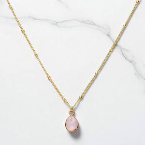 925 Sterling Silver Pear Rose Quartz Faceted Gemstone Pendant Necklace <b>Moissanite</b> <b>Jewelry</b> Electroplated Charm Bulk Wholesale - Product Image 1