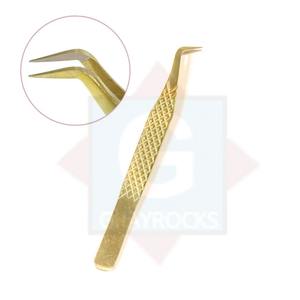 Pince à épiler à pointe en fibre avec logo personnalisé de haute qualité Pince à épiler d'extension de cils en acier inoxydable de marque privée Conception à pointe incurvée - Product Image 3