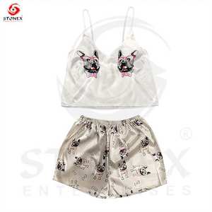 Primavera Verano Mujer corto Satén de seda ropa de noche Manga corta Conjunto de dos piezas Nuevos conjuntos de ropa de dormir - Product Image 4