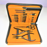 Kit d'outils professionnels pour extensions de cheveux avec pinces, crochets de tirage, pinces de sectionnement, ciseaux pour salon de coiffure, rose gold plasma noir