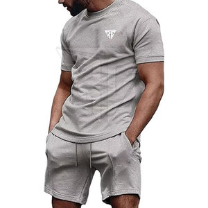 Precio de fábrica, Conjunto de camiseta de talla grande para hombre, ropa de calle informal para exteriores, pantalones cortos y conjuntos de camisa simples para hombre - Product Image 1