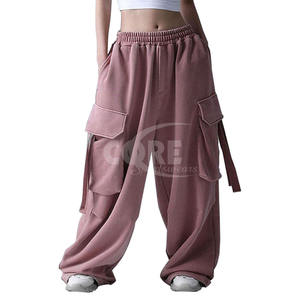 Pantalon cargo personnalisé pour hommes Pantalon de survêtement respirant de style baggy avec taille moyenne élastique et pantalon multi-poches pour femmes - Product Image 3