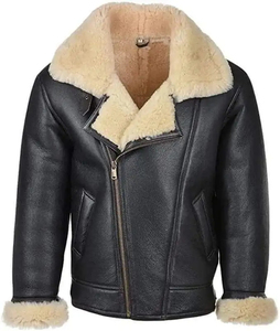 Winter <b>Leather</b> Fashion Style Sheep Skin Fur Genuine <b>Jacket</b> Premium Quality Zipper Closure Windproof Eco-friendly Customizable Wh - Product Image 1
