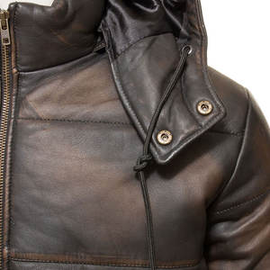 OEM ODM Service Men's Full Sleeve Hooded Collar Leather Jacket Product for Adults Winter Jacket - Product Image 6