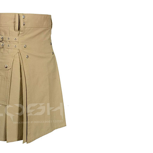 COSH KILTS Kilt utilitaire en coton marron avec bretelles réglables Poches tactiques et design robuste pour un confort quotidien - Product Image 3
